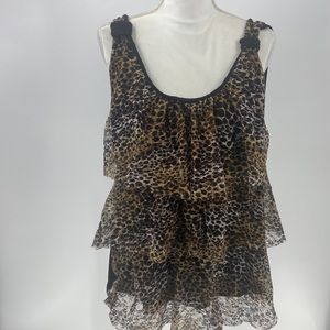 Annabelle animal print multi layer flouncy baby doll style tank top 1X